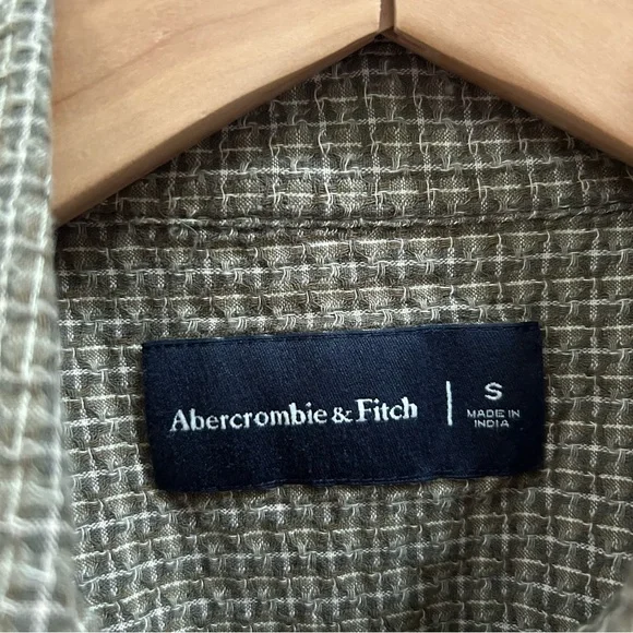 abercrombie long sleeve men's waffle button up olive green size small - Picture 11 of 16